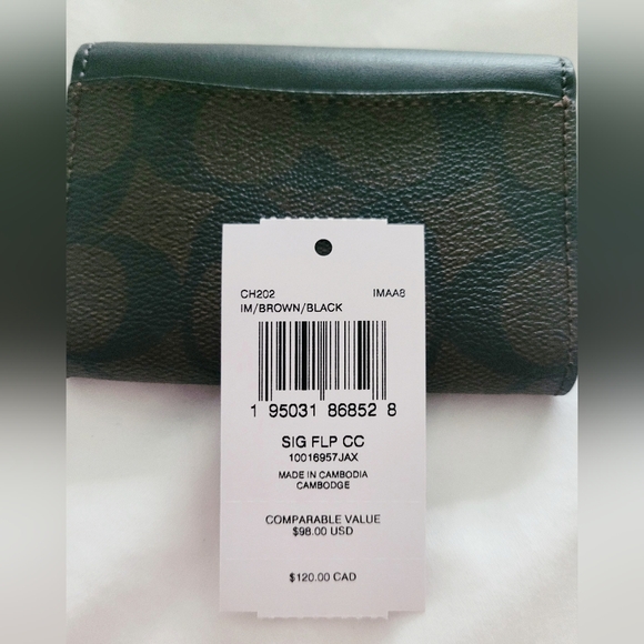 Coach Black and Brown Leather Wallet with Gold Logo - Picture 6 of 9